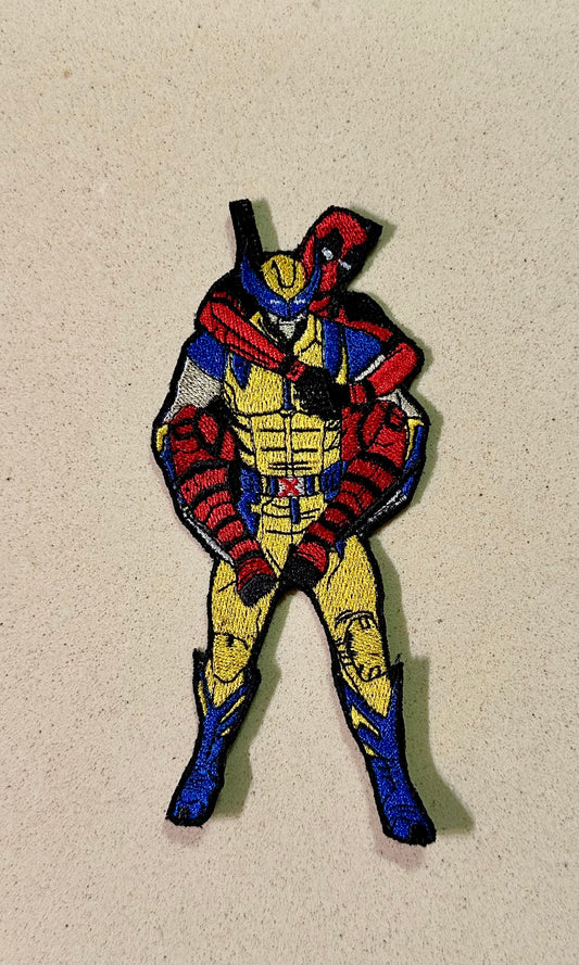 Patch for ironing superhero carrying another superhero | fun patches, superhero patches, wolverine’s patches, dead pool patches for anything