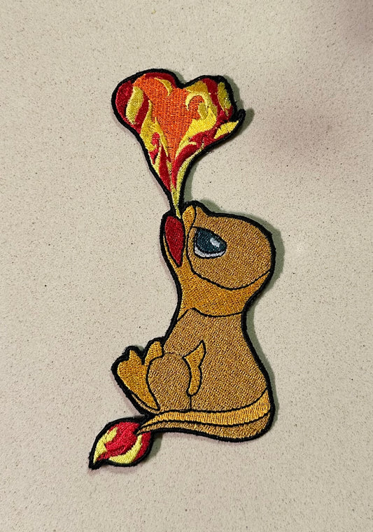 Fire ball shaped heart baby charmandr patch