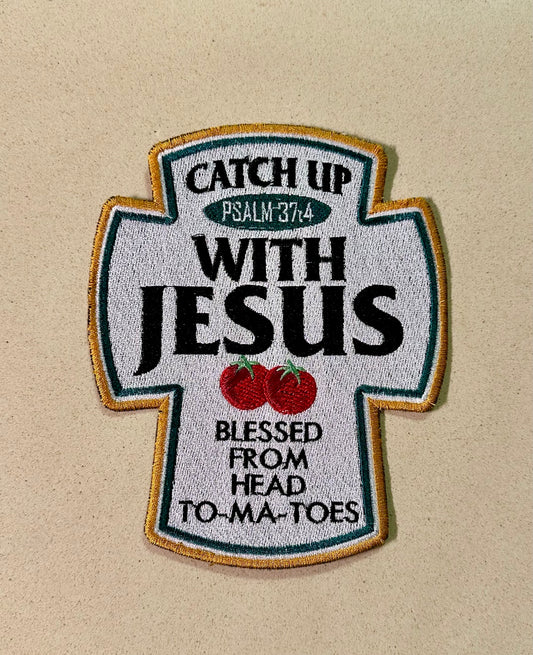 Catch up with Jesus cross patch